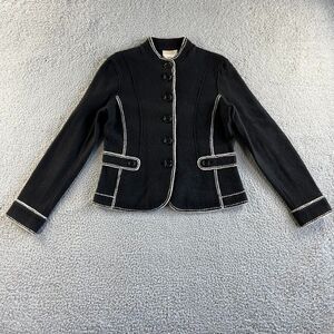 Vintage Talbots Jacket Womens Small Black 100% Merino Wool Coat Military‎ Retro